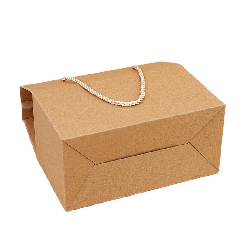 Custom Packaging Recycled Kraft Paper Box With Rope Handle Environmental and Packing Items