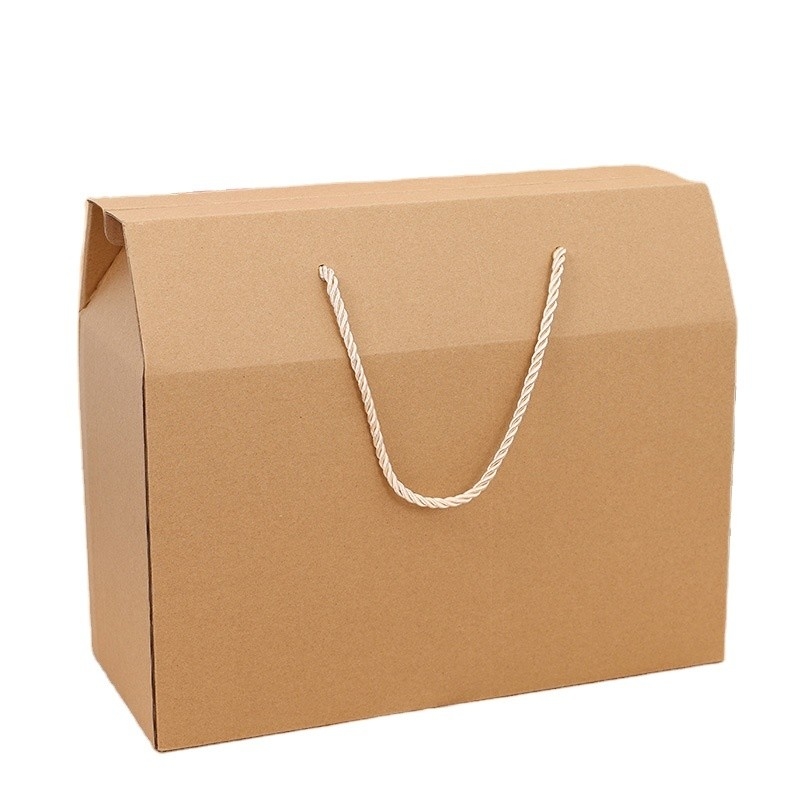 Custom Packaging Recycled Kraft Paper Box With Rope Handle Environmental and Packing Items