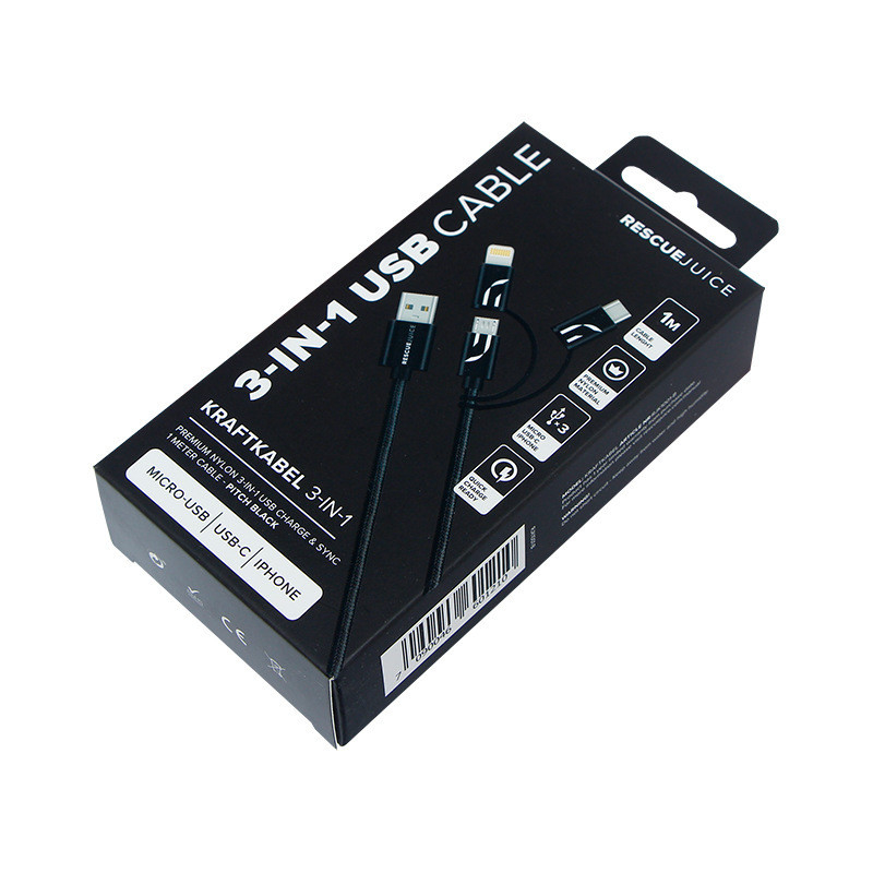 Customized Logo USB Cable Electronics Packaging Box Mobile Charger Packaging Box