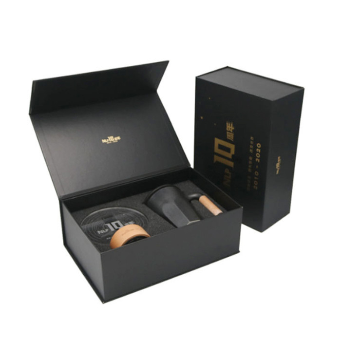 Custom Magnetic Customized Black Luxury Rigid Cardboard Gift Box with Foam Packaging