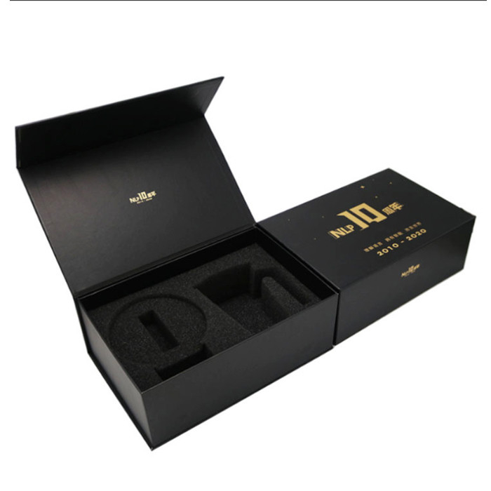 Custom Magnetic Customized Black Luxury Rigid Cardboard Gift Box with Foam Packaging