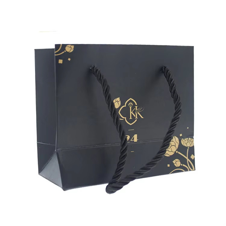 Black Jewellery Paper Bag Retail Paper Shopping Bags With Handles