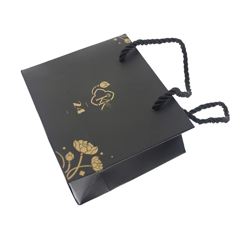 Black Jewellery Paper Bag Retail Paper Shopping Bags With Handles