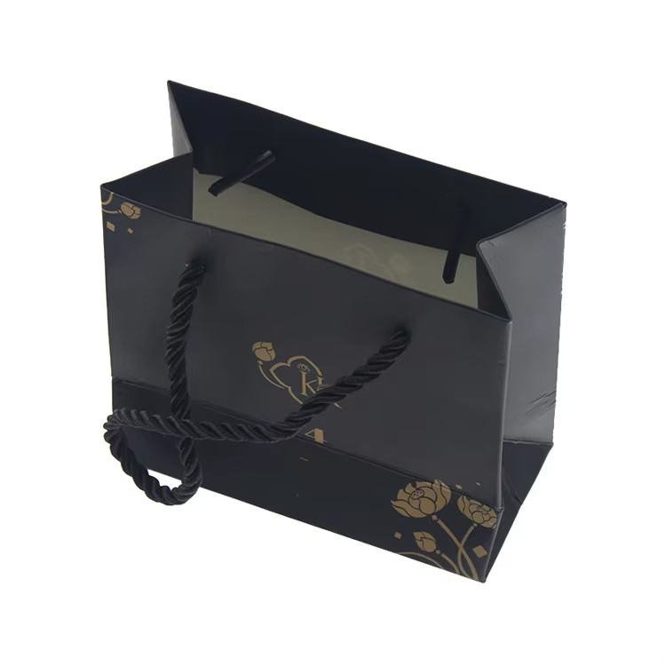 Black Jewellery Paper Bag Retail Paper Shopping Bags With Handles