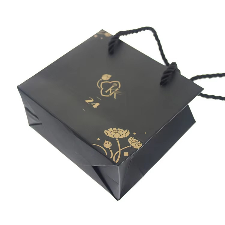 Black Jewellery Paper Bag Retail Paper Shopping Bags With Handles