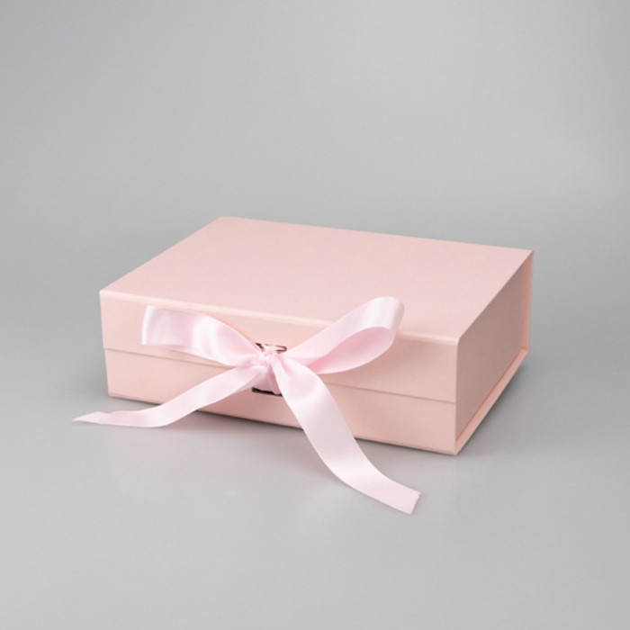 Gold Foil Folding Paper Box Cardboard Magnetic Gift Box With Ribbon