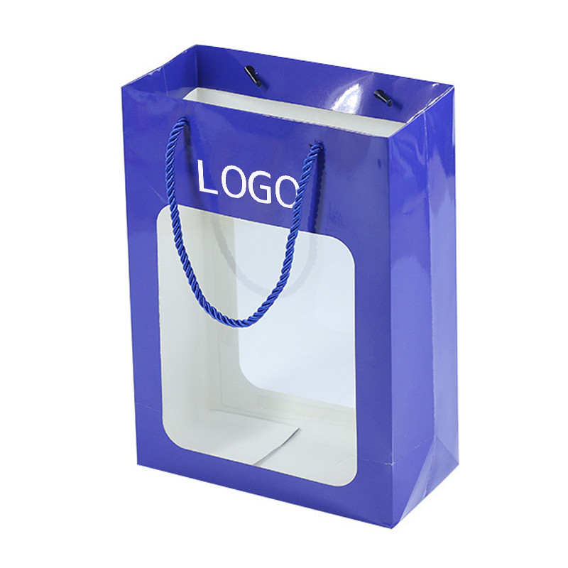 Offset Printing Paper Gift Bags Eco Friendly Kraft Paper Gift Bags With Window