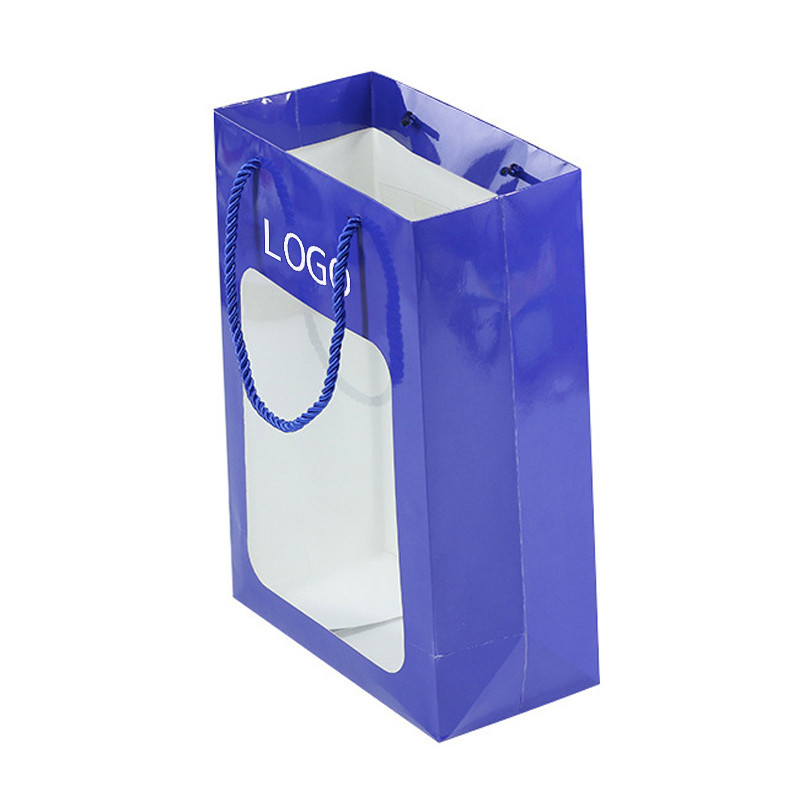 Offset Printing Paper Gift Bags Eco Friendly Kraft Paper Gift Bags With Window
