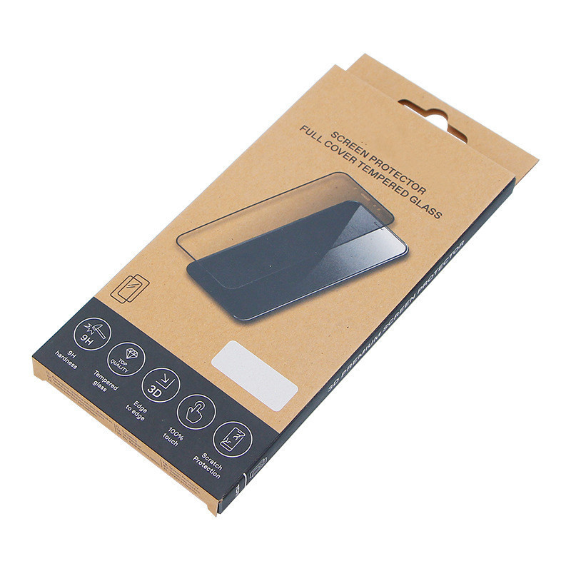 Coated Paper Electronics Packaging Box Transparent Phone Tempered Glass Packaging Box