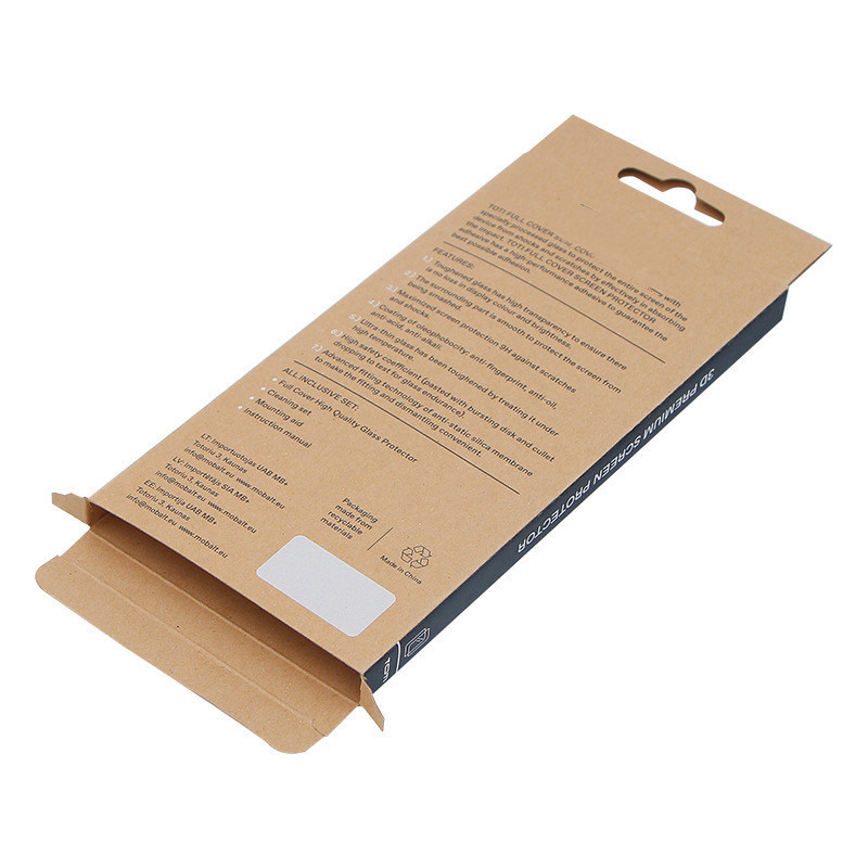 Coated Paper Electronics Packaging Box Transparent Phone Tempered Glass Packaging Box