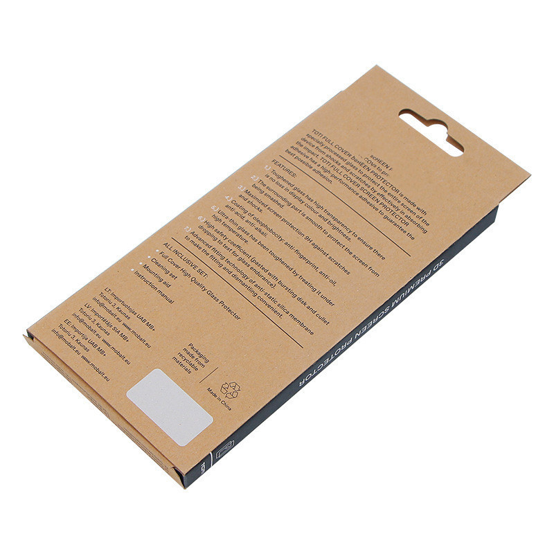 Coated Paper Electronics Packaging Box Transparent Phone Tempered Glass Packaging Box