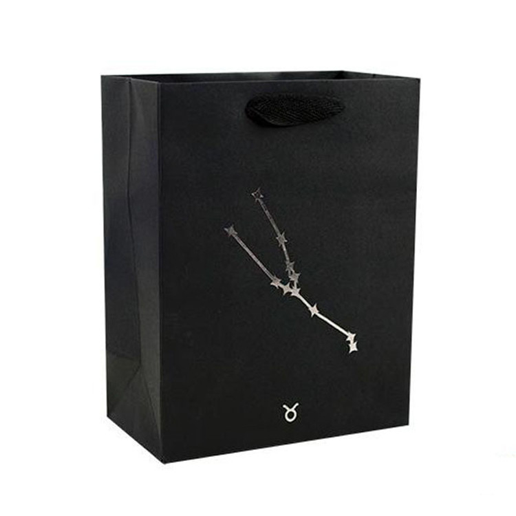 Matt Black Kraft Paper Gift Bags Clothing Packaging Bags With Handles And String