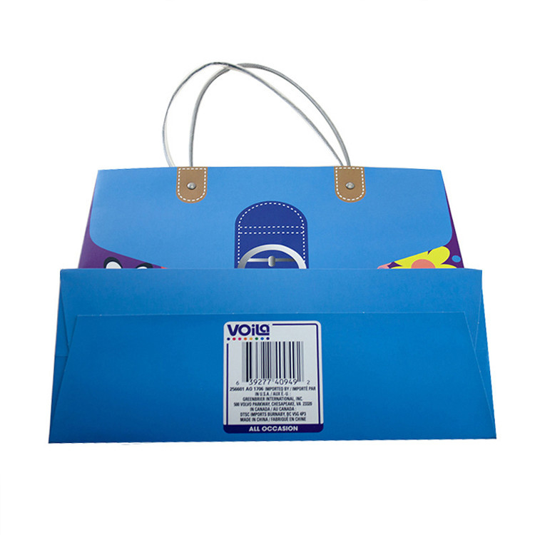 Recyclable Flat Bottom Kraft Paper Bags Custom Logo Grocery Shopping Bag