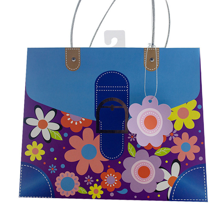 Recyclable Flat Bottom Kraft Paper Bags Custom Logo Grocery Shopping Bag
