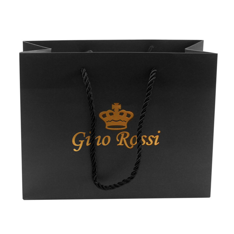 Black Paper Gift Bags With Handle Luxury Custom Clothing Packaging Bags