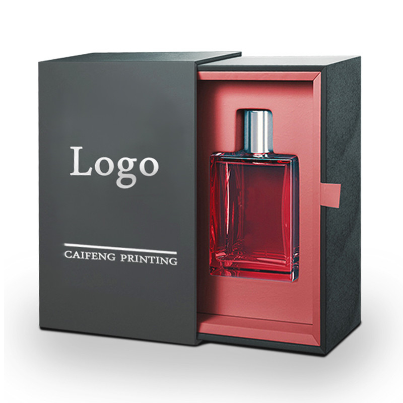 Custom Cosmetic Perfume Cardboard Packing Box with Stamping Logo and CMYK Sliding Drawer
