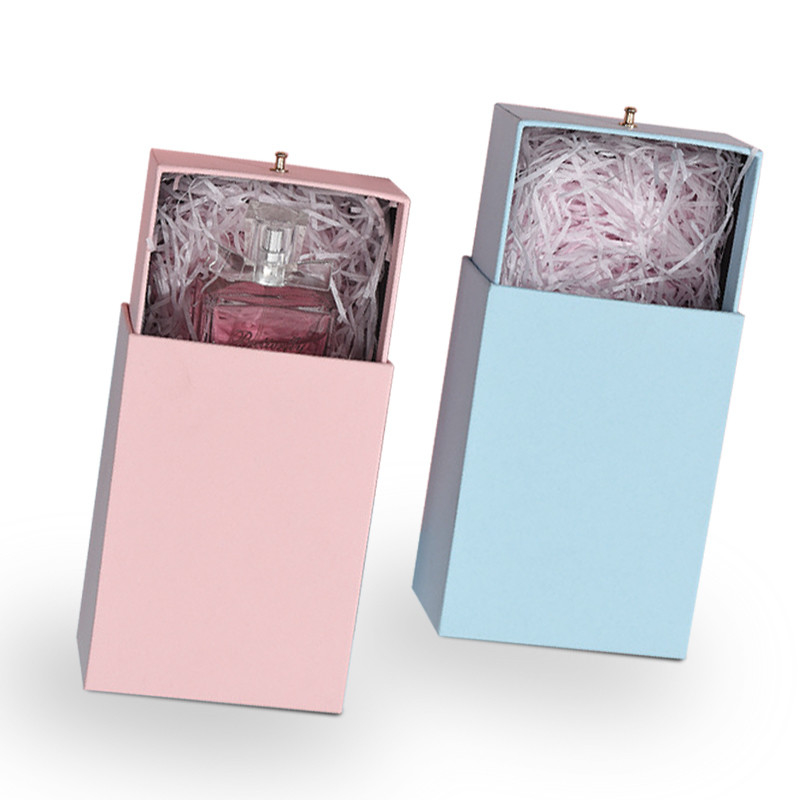 Custom Cosmetic Perfume Cardboard Packing Box with Stamping Logo and CMYK Sliding Drawer