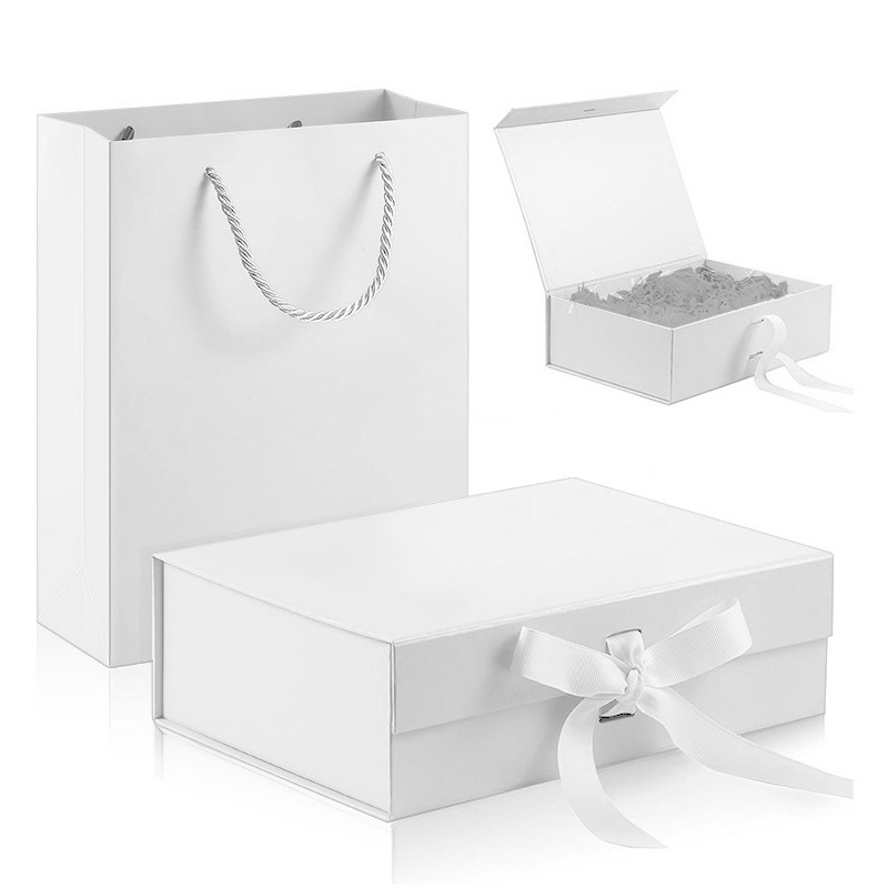 Cardboard Folding Paper Box With Bow Ribbon Magnetic Closure Luxury Mailer Boxes