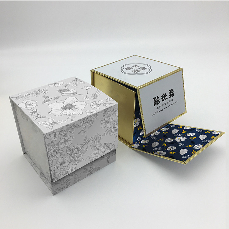 Custom Printed Handmade Luxury Gold Simple Flip Skincare Empty Paperboard Rigid Boxes
