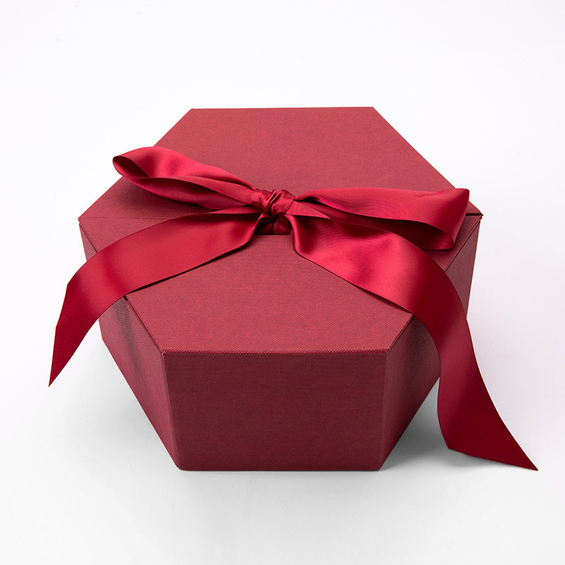 Hexagon Cardboard Magnetic Box Rigid Double Door Gift Box For Beverages