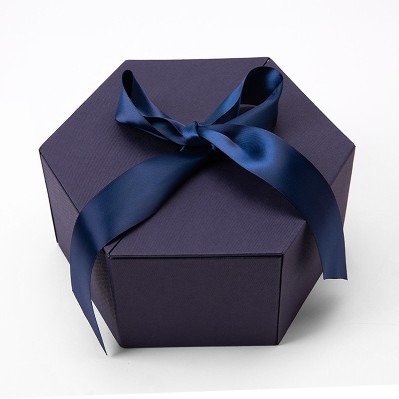 Hexagon Cardboard Magnetic Box Rigid Double Door Gift Box For Beverages