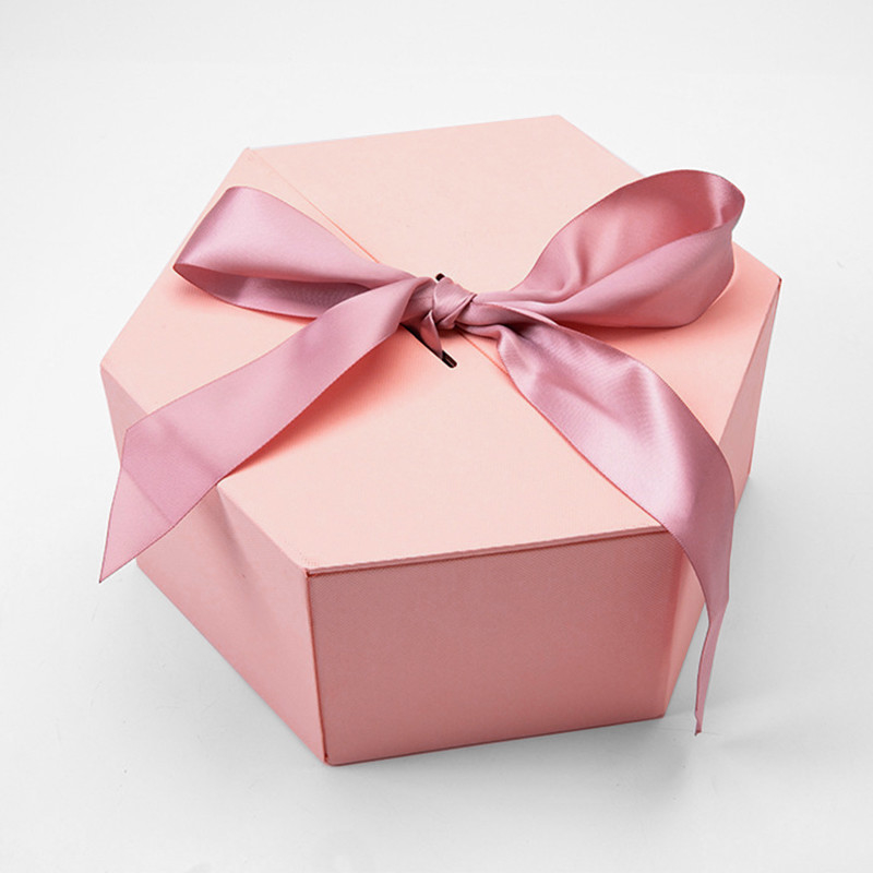 Hexagon Cardboard Magnetic Box Rigid Double Door Gift Box For Beverages