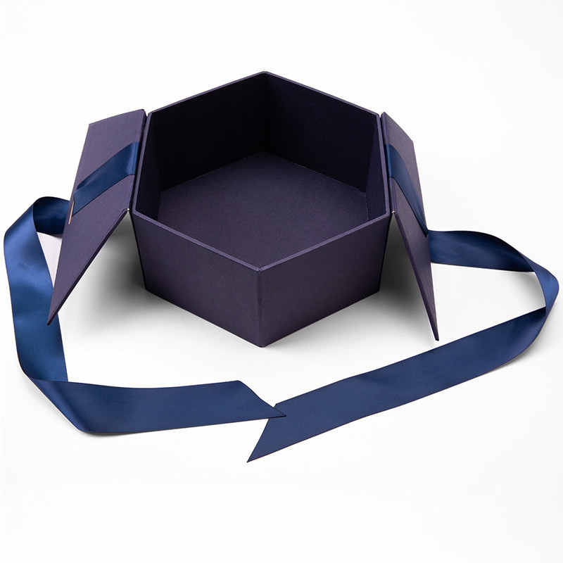 Hexagon Cardboard Magnetic Box Rigid Double Door Gift Box For Beverages