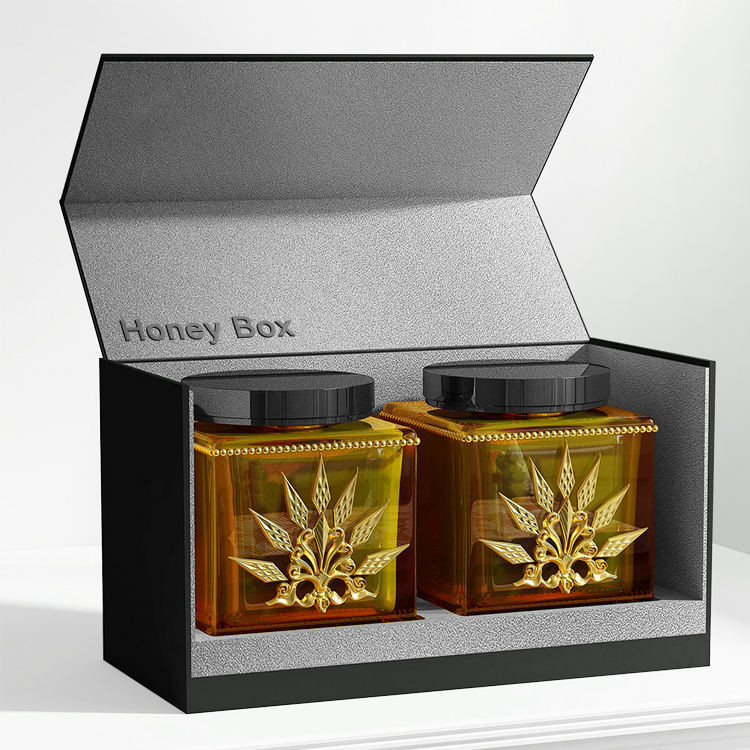 CMYK Custom Luxury Liquid Honey Bottle Packaging Book Shape Box with Cardboard Plug-in