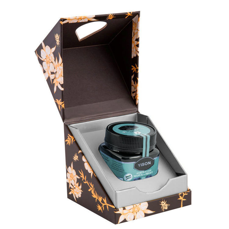 CMYK Custom Luxury Liquid Honey Bottle Packaging Book Shape Box with Cardboard Plug-in