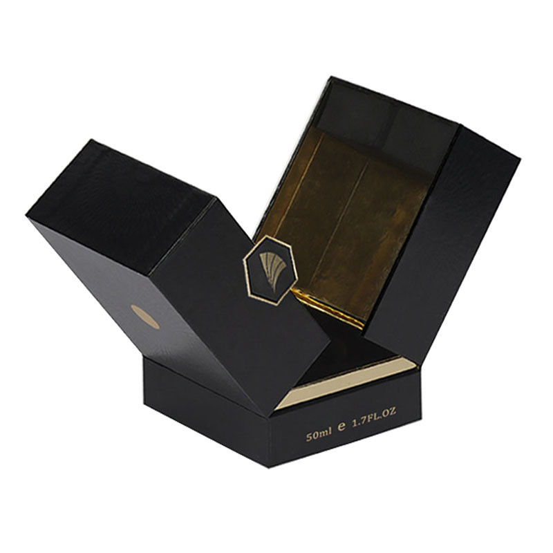 Custom Double Door Perfume Box in Black for Environmental Material and Luxury Packing