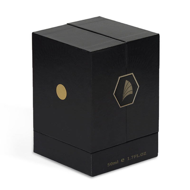 Custom Double Door Perfume Box in Black for Environmental Material and Luxury Packing