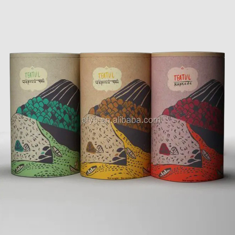 Eco-Friendly Paperboard Cosmetic Canister Cylinder Packaging Box for Childproof Tea Tube