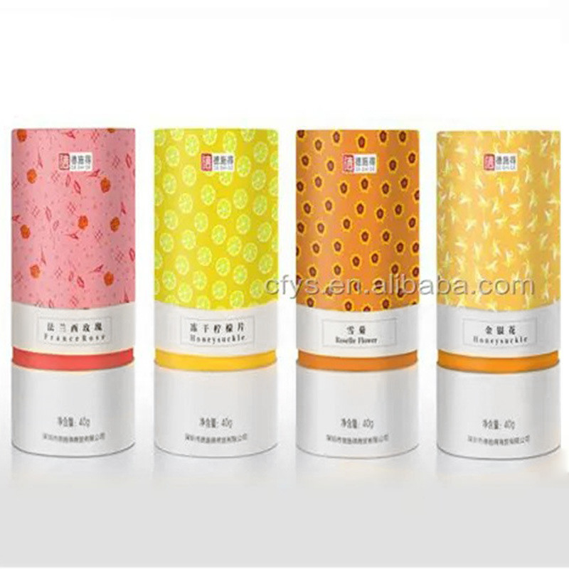 Eco-Friendly Paperboard Cosmetic Canister Cylinder Packaging Box for Childproof Tea Tube