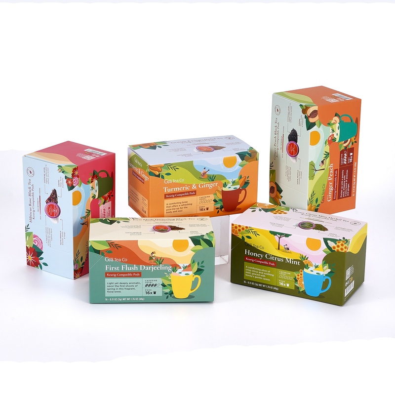 Varnished Custom Printed Cardboard Box Packaging For 48g Tea And Coffee Drink Powder