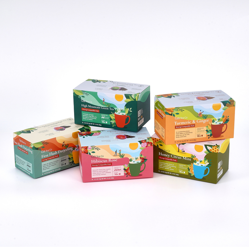 Varnished Custom Printed Cardboard Box Packaging For 48g Tea And Coffee Drink Powder