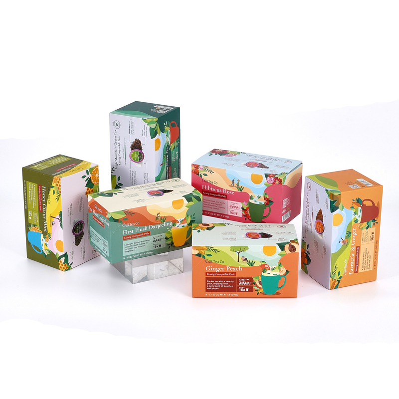 Varnished Custom Printed Cardboard Box Packaging For 48g Tea And Coffee Drink Powder