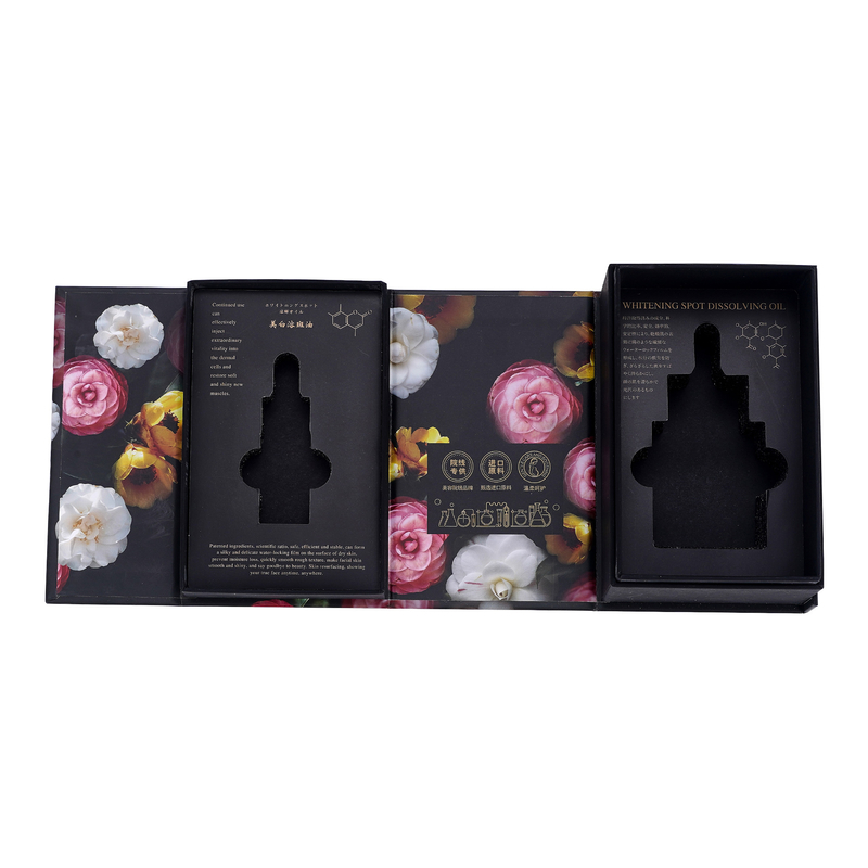Custom Skincare Box Luxury Black Rigid Cardboard Packaging with Magnetic Lid Eco-Friendly