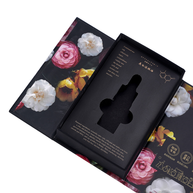Custom Skincare Box Luxury Black Rigid Cardboard Packaging with Magnetic Lid Eco-Friendly