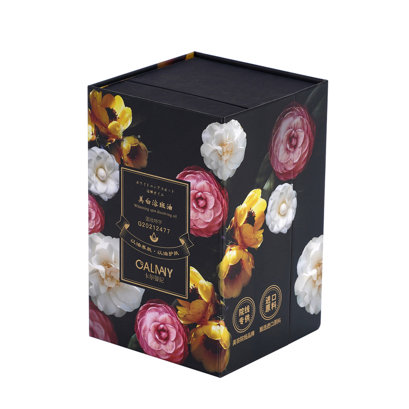 Custom Skincare Box Luxury Black Rigid Cardboard Packaging with Magnetic Lid Eco-Friendly