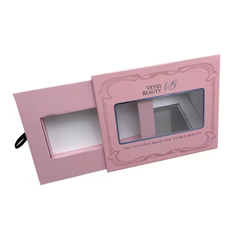 Customized Sliding Drawer Box Paperboard Empty Eyelash Box With Window For Display