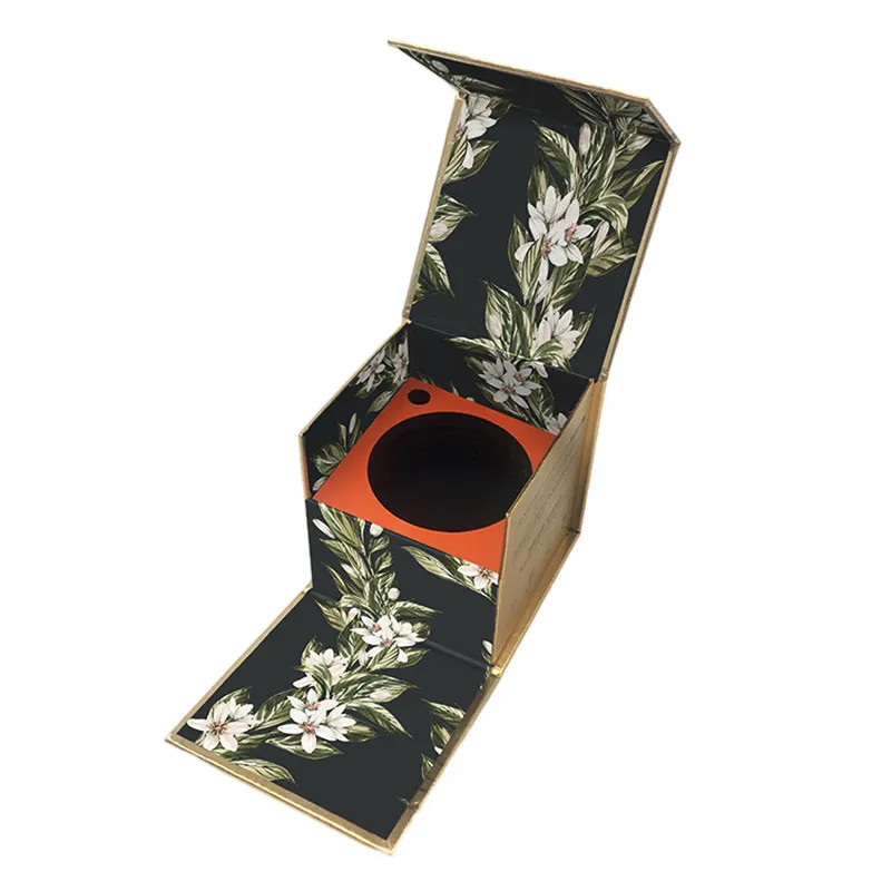 Magnetic Flip Top Gift Box With Foam Insert Square Rigid Cardboard Clamshell Box For Perfume Custom Packaging