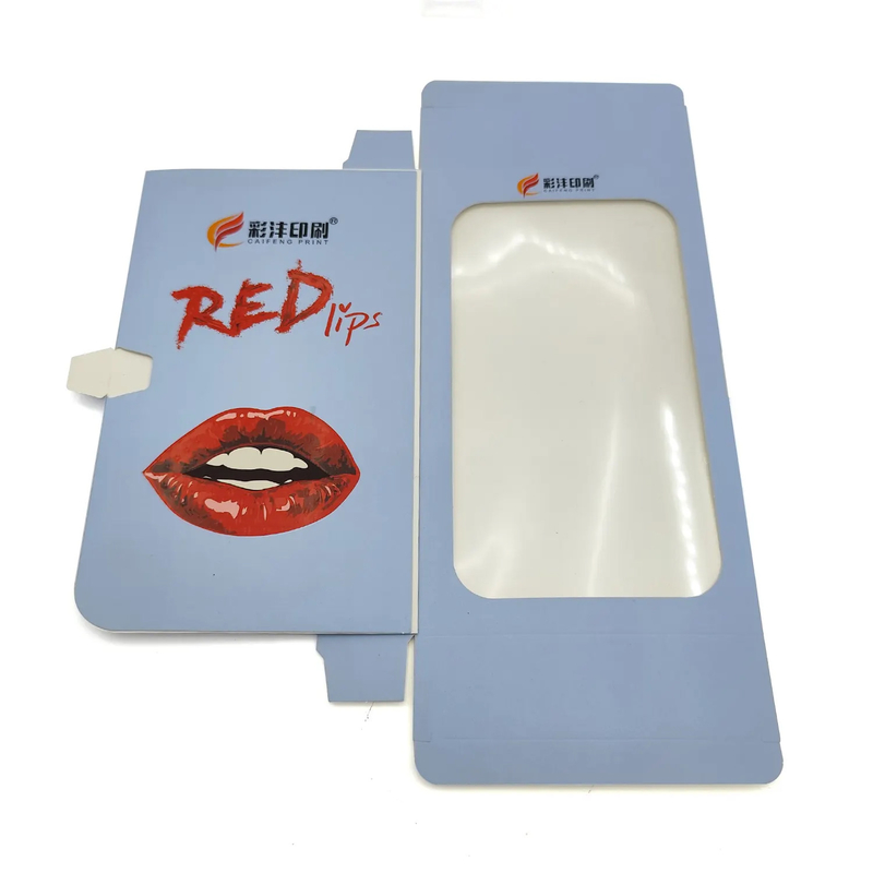 Custom Folding Cardboard Box At The Top Of Cosmetic Packaging With Transparent PVC Windows After Opening