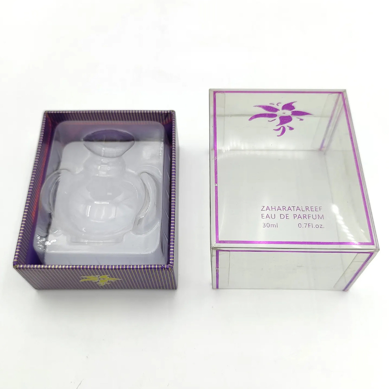 Custom Embossing Perfume Packaging Plastic Lid Paper Base PVC Insert Shipping-Elegant Various Perfume Packaging Options