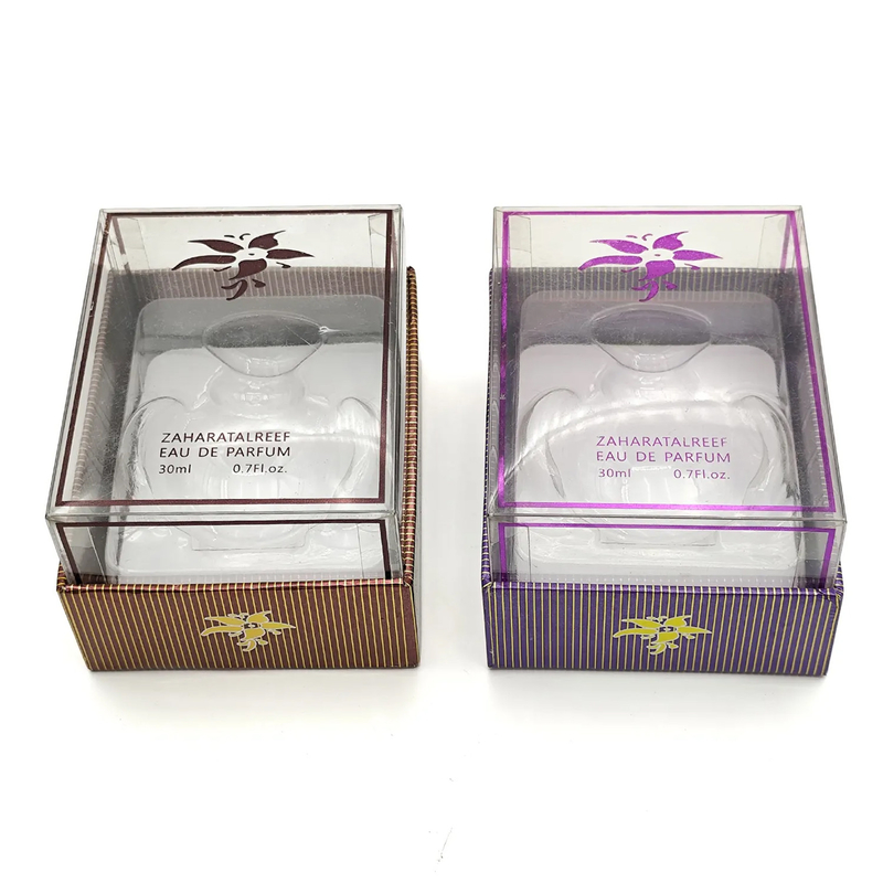 Custom Embossing Perfume Packaging Plastic Lid Paper Base PVC Insert Shipping-Elegant Various Perfume Packaging Options