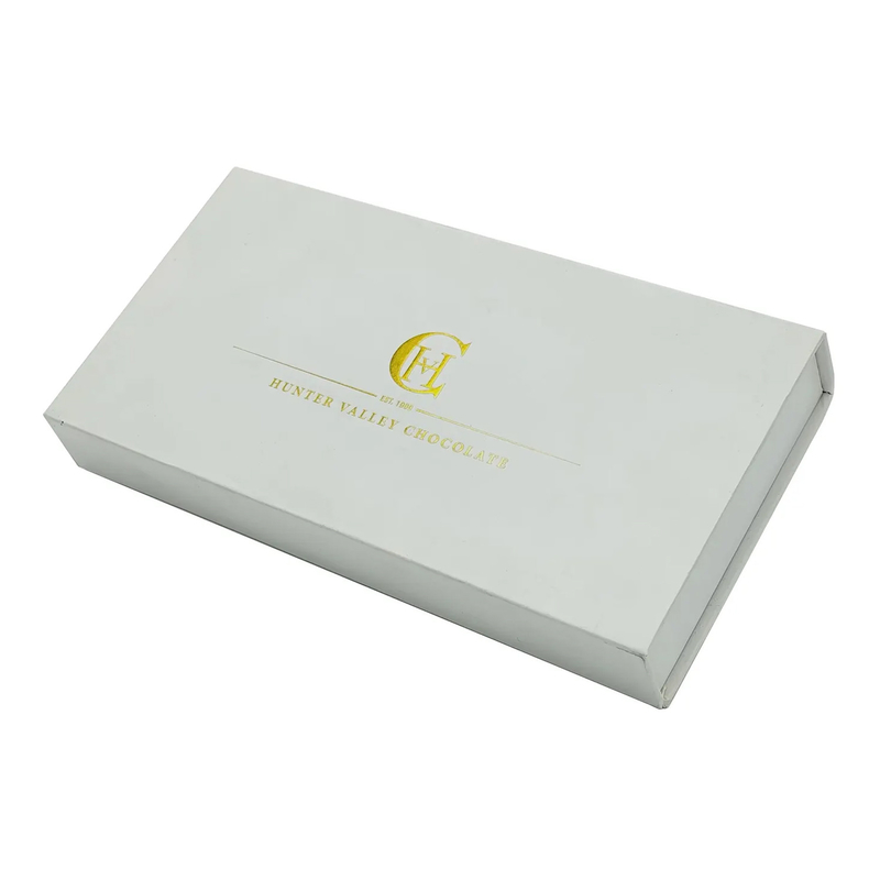 Custom Gold Stamping White Rigid Paper Box Magnetic Closure Golden Packaging Box Luxury Chocolate Gift Boxes