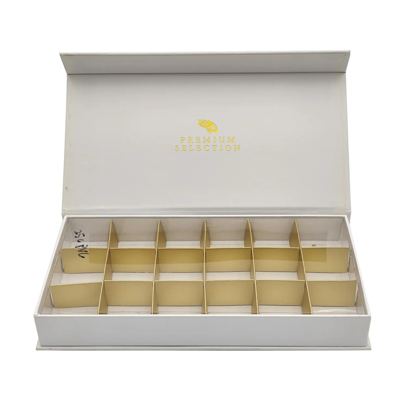 Custom Gold Stamping White Rigid Paper Box Magnetic Closure Golden Packaging Box Luxury Chocolate Gift Boxes