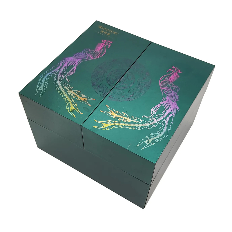 Custom Printed Green Festival Box Luxury Cosmetic Folding Cardboard Rigid Hard Magnetic Gift Box