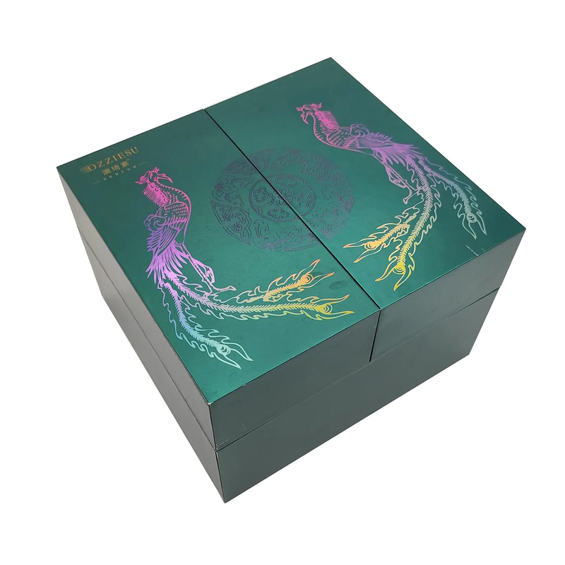 Custom Printed Green Festival Box Luxury Cosmetic Folding Cardboard Rigid Hard Magnetic Gift Box