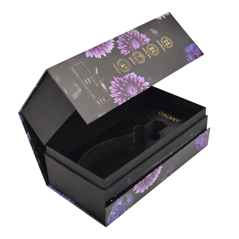 Customized Rigid Cardboard Empty Flip Flat Bottle Packaging Box With EVA Insert For Skin Care Product Set