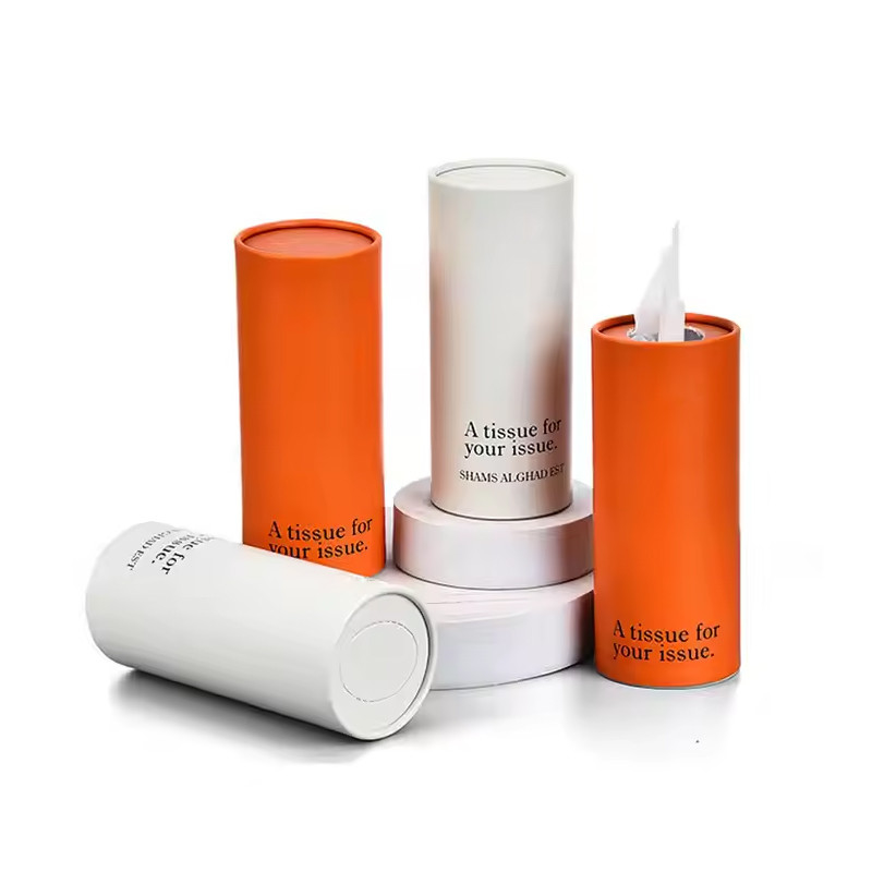 Custom Cylinder Tube Packaging Round Cardboard Boxes Cylinder Tissues Box
